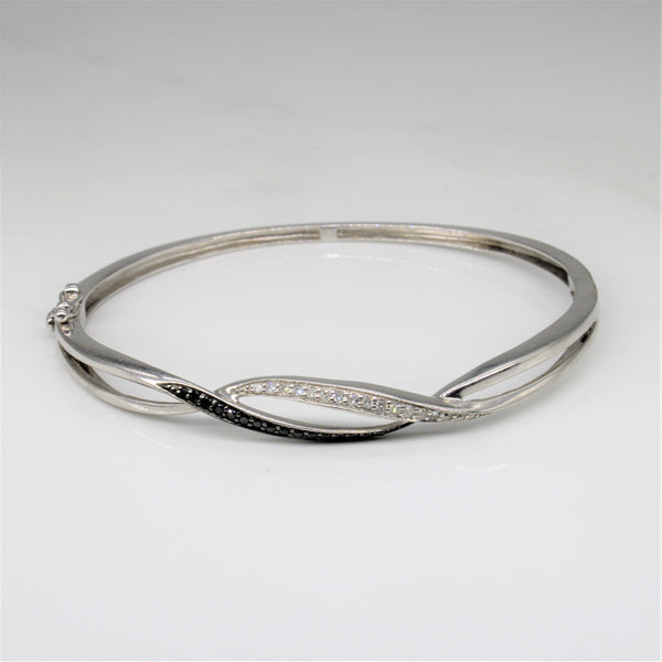 Black & White Diamond Bangle Bracelet | 0.16ctw | 6.5