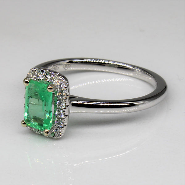 Emerald & Diamond Halo Ring | 0.58ct, 0.14ct | SZ 6.5 |