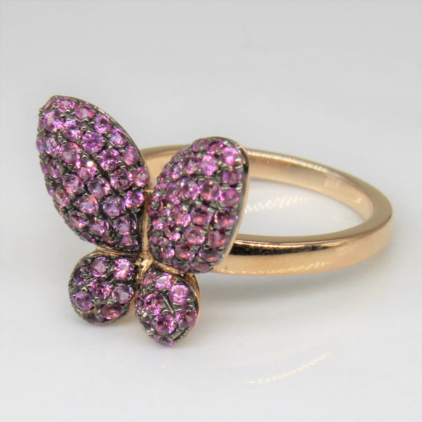 'Afarin' Pink Sapphire Butterfly Ring | 0.75ctw | SZ 6 |