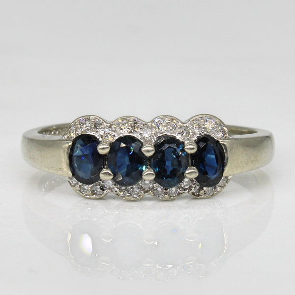 Four Stone Sapphire & Diamond Ring | 0.58ctw, 0.13ctw | SZ 8 |