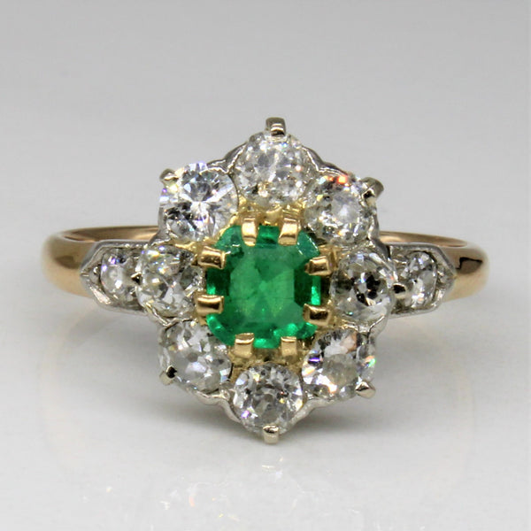 Victorian Diamond & Emerald Ring | 1.04ctw, 0.40ct | SZ 6.25 |