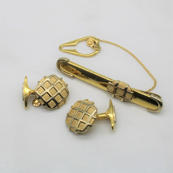 'Bersani' Gold Tie Clip & Cufflinks Set |