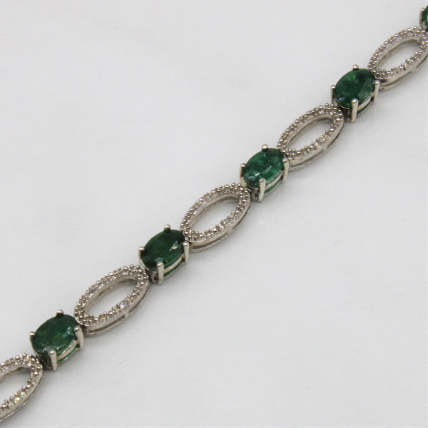 Emerald & Diamond Tennis Bracelet | 4.75ctw, 0.05ctw | 7.5