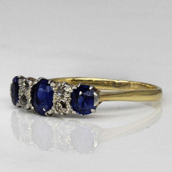 Early Mid Century Diamond & Sapphire Ring | 1.30ctw, 0.15ctw | SZ 9.25 |