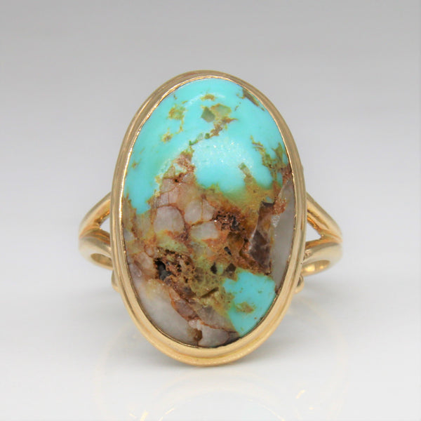 Mid Century Turquoise & Quartz Cocktail Ring | 6.50ct | SZ 5.75 |