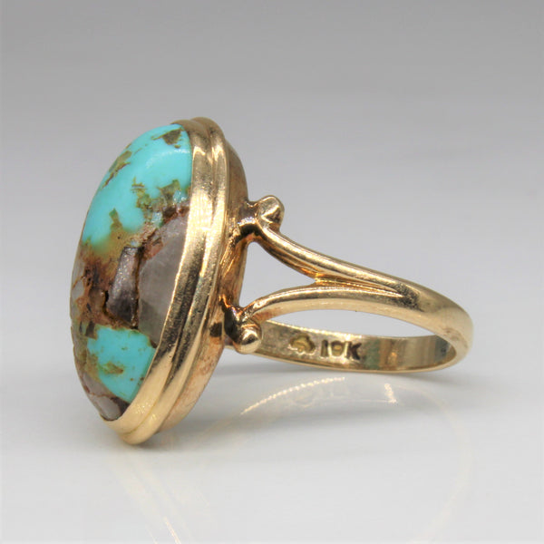 Mid Century Turquoise & Quartz Cocktail Ring | 6.50ct | SZ 5.75 |