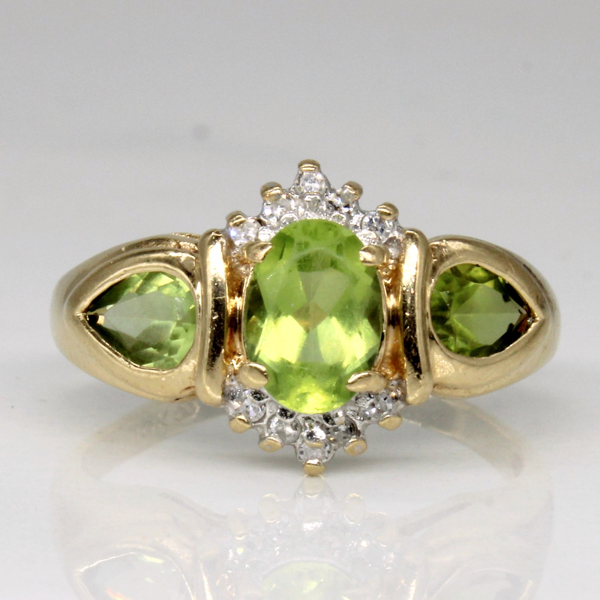 Peridot & Diamond Cocktail Ring | 1.45ctw, 0.05ctw | SZ 5.75 |