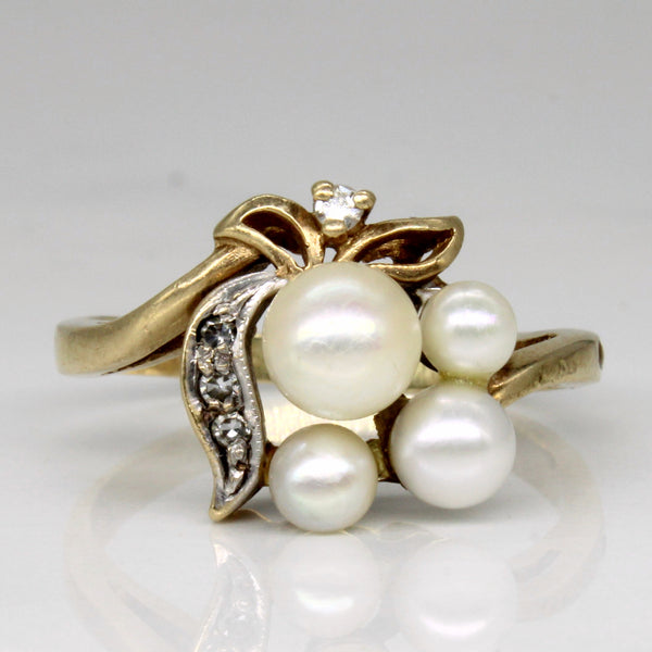 Pearl & Diamond Cluster Ring | 0.04ctw | SZ 8.75 |