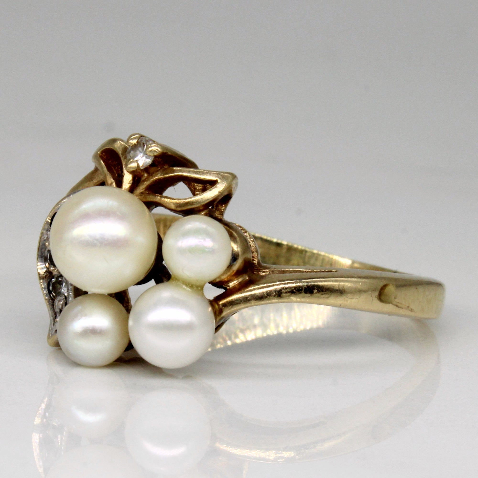 Pearl & Diamond Cluster Ring | 0.04ctw | SZ 8.75 |