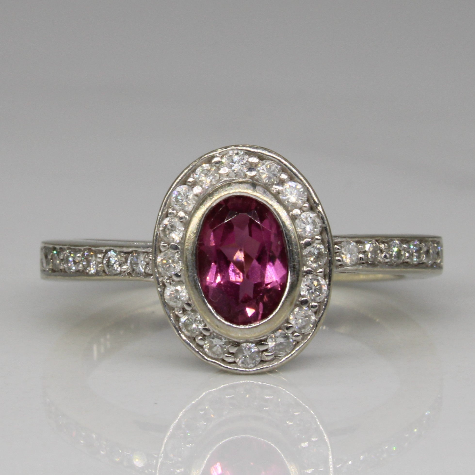 Oval Cut Tourmaline & Diamond Ring | 0.45ct, 0.28ctw | SZ 4.25 |