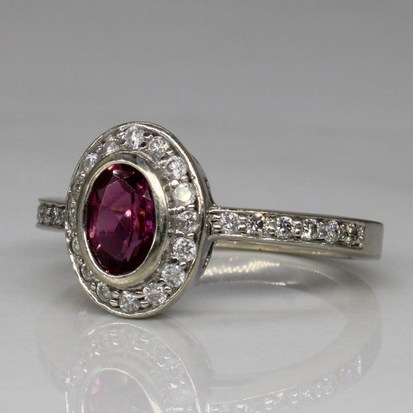 Oval Cut Tourmaline & Diamond Ring | 0.45ct, 0.28ctw | SZ 4.25 |