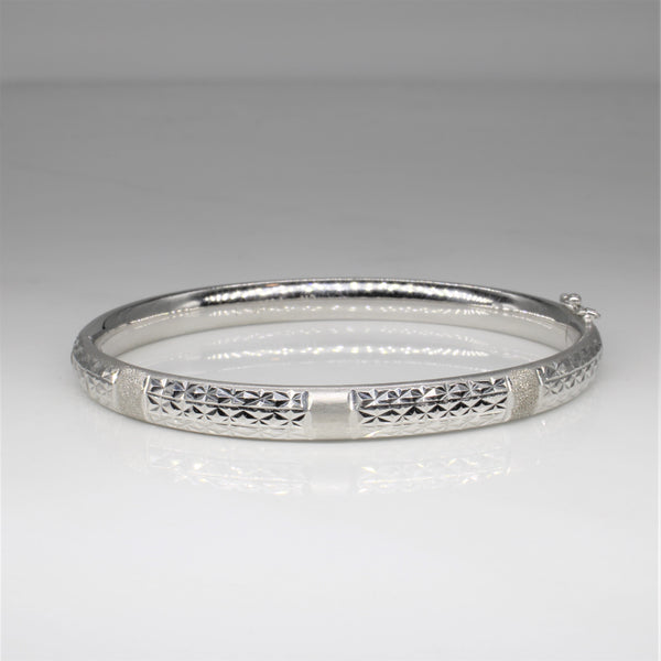 'Chow Tai Fook' Textured Platinum Bangle | 6