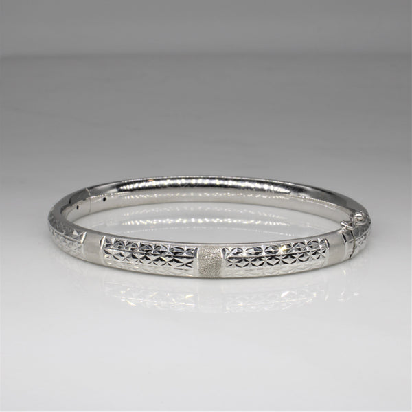 'Chow Tai Fook' Textured Platinum Bangle | 6