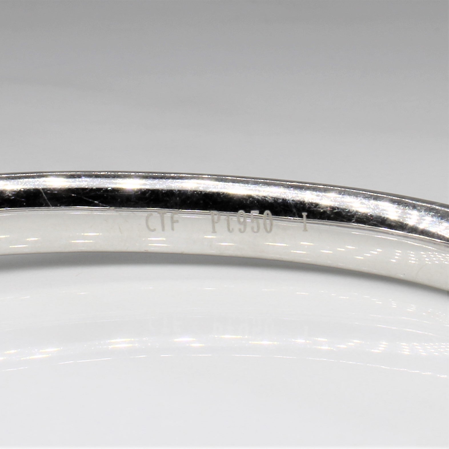 'Chow Tai Fook' Textured Platinum Bangle | 6