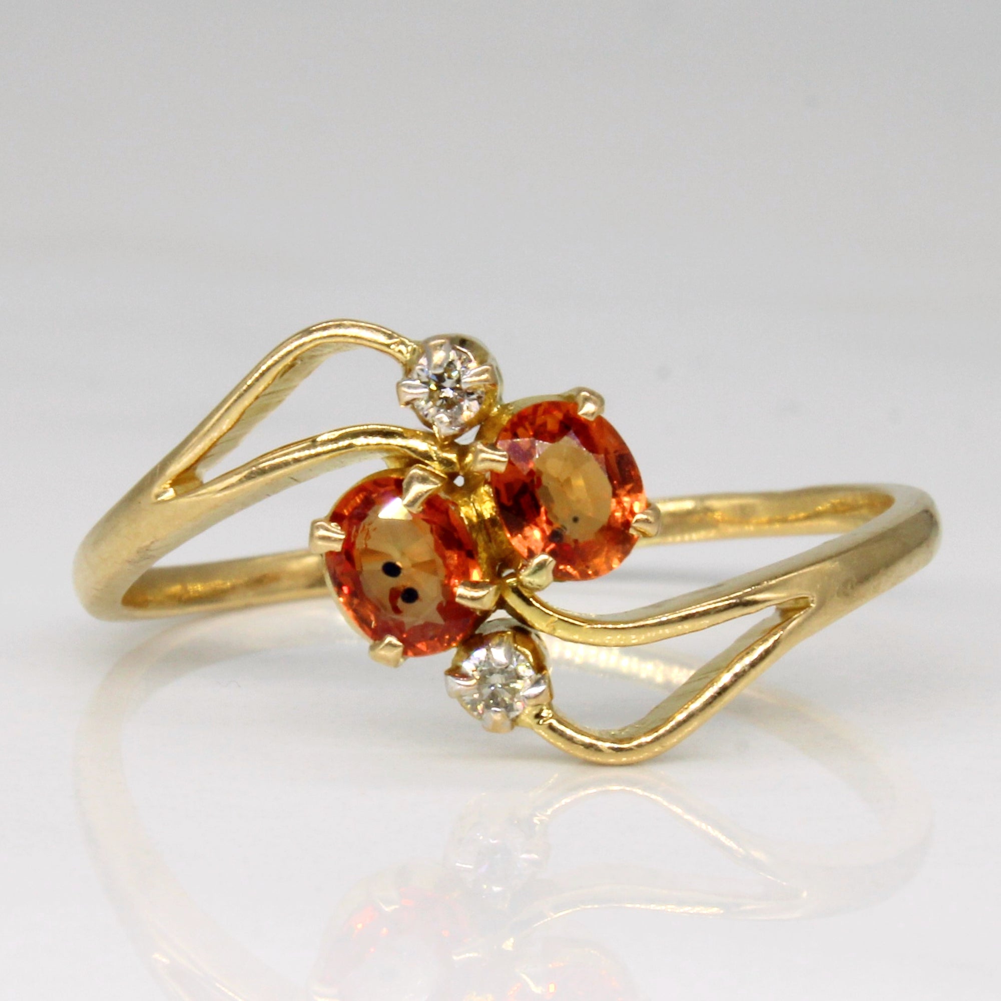 Orange Sapphire & Diamond Waterfall Ring | 0.46ctw, 0.04ctw | SZ 10 |