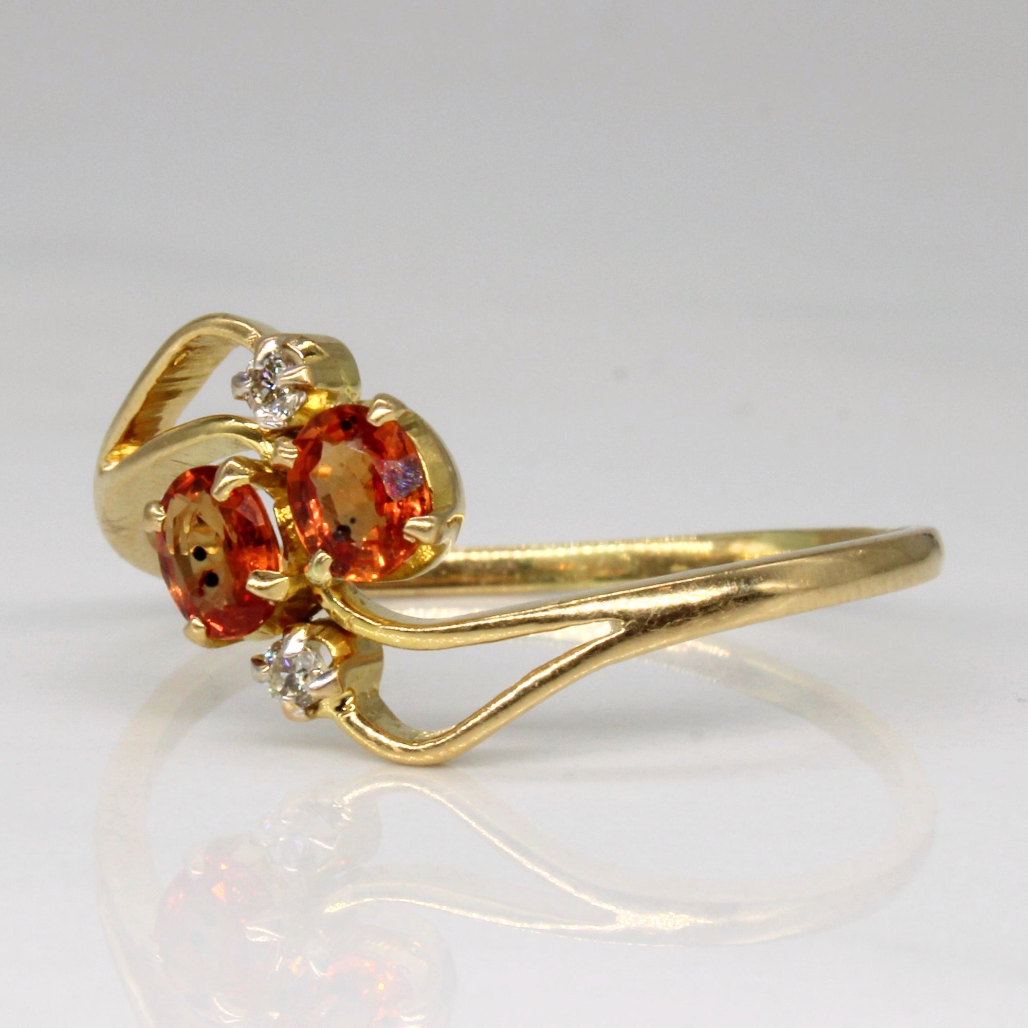 Orange Sapphire & Diamond Waterfall Ring | 0.46ctw, 0.04ctw | SZ 10 |