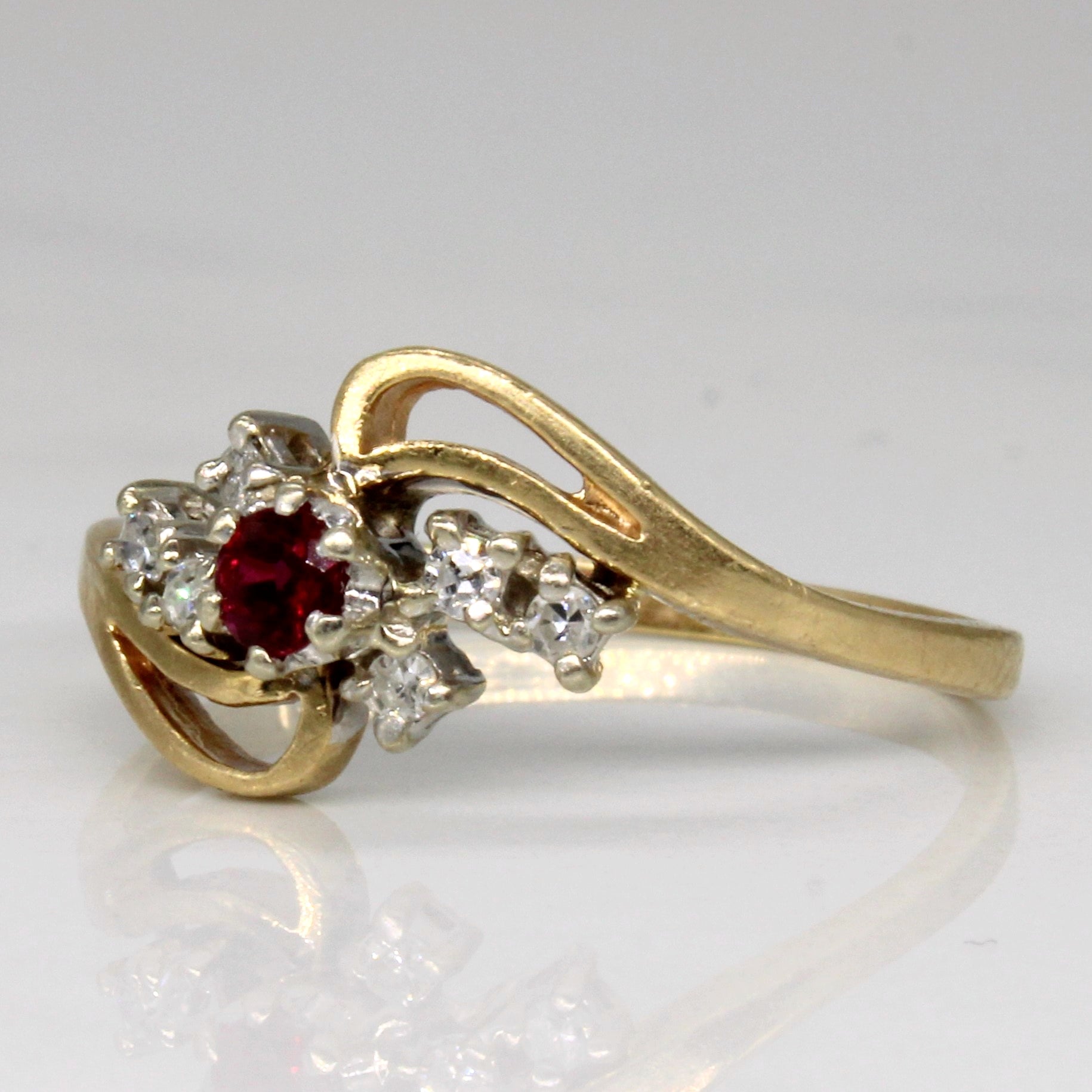 Ruby & Diamond Waterfall Ring | 0.12ct, 0.06ctw | SZ 7 |