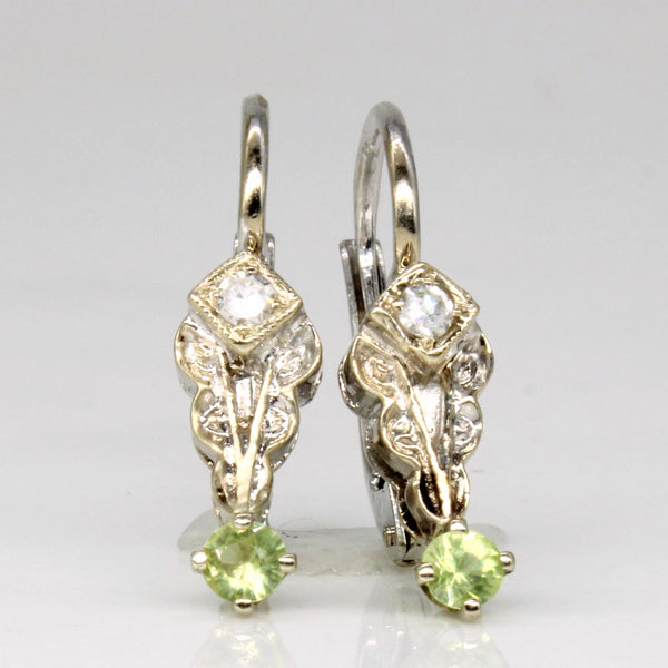 Peridot & Diamond Drop Earrings | 0.10ctw, 0.04ctw |