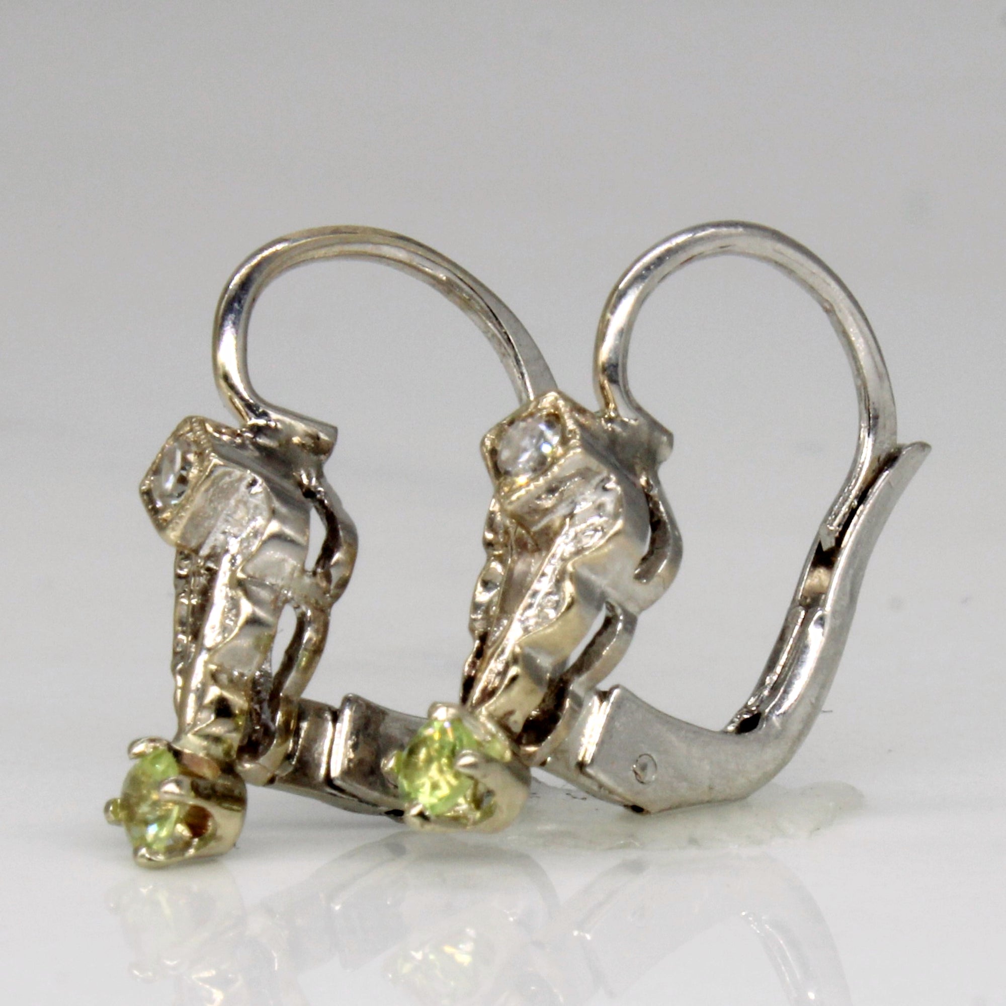 Peridot & Diamond Drop Earrings | 0.10ctw, 0.04ctw |