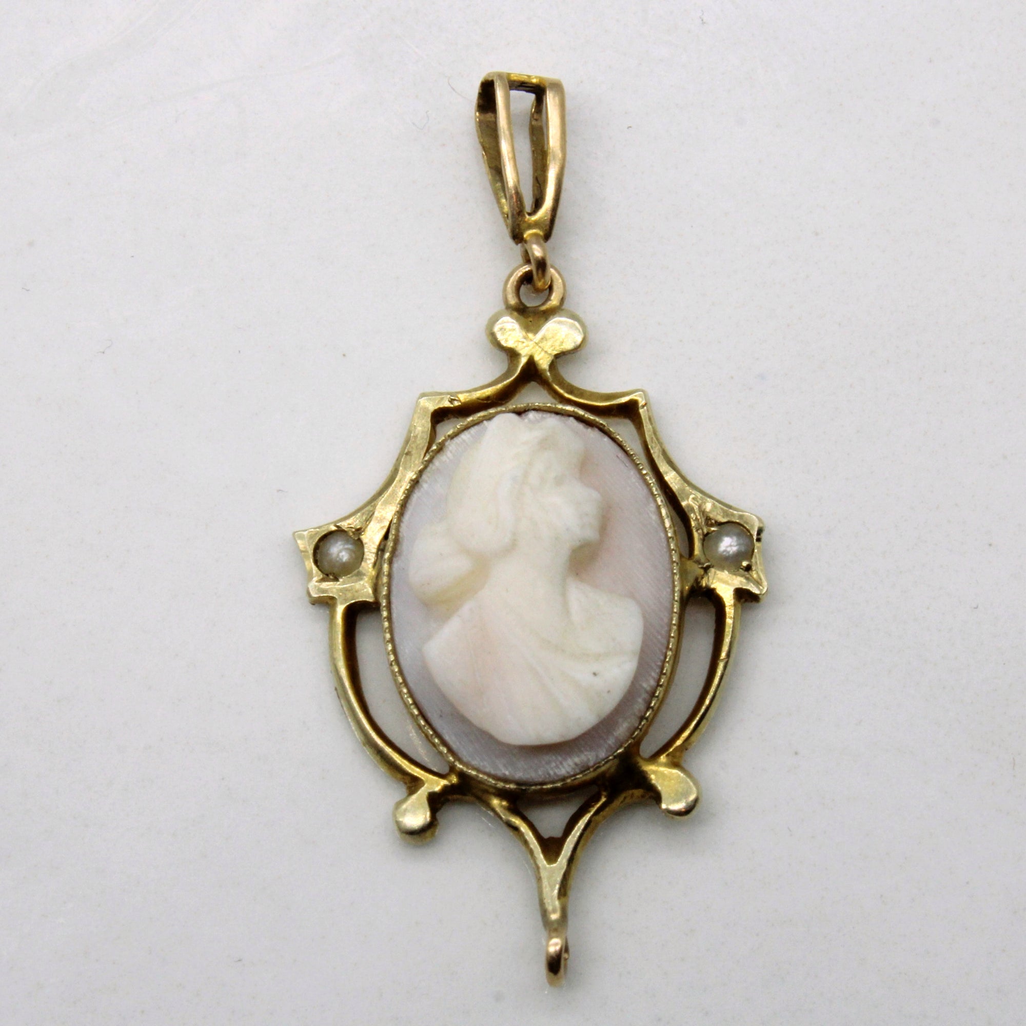 Sea Shell Cameo & Pearl Pendant | 3.50ct |