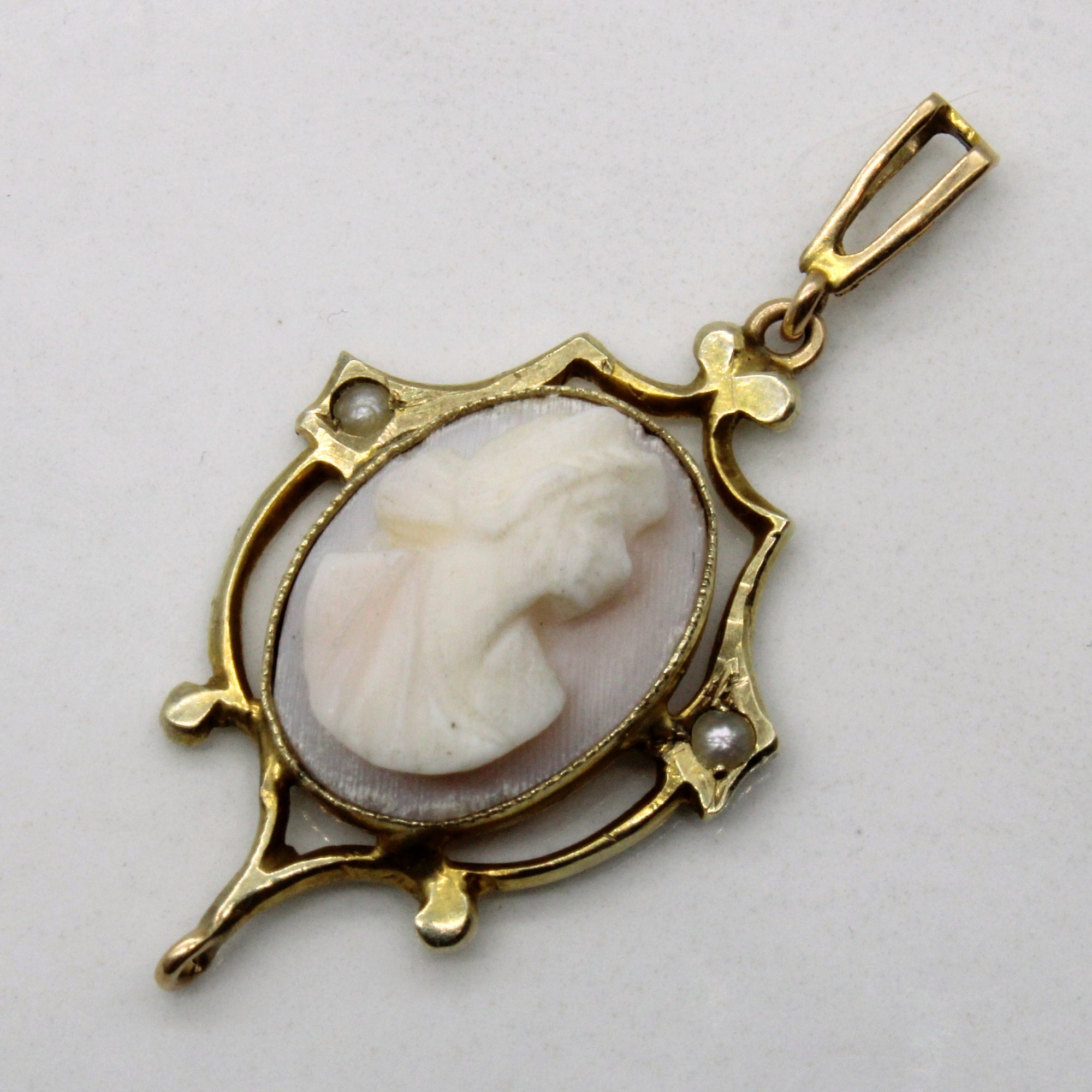 Sea Shell Cameo & Pearl Pendant | 3.50ct |