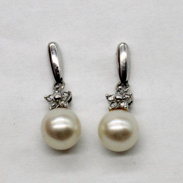 Pearl & Diamond Drop Earrings | 0.05ctw |