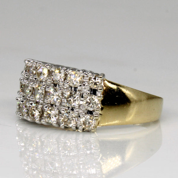 Three Row Diamond Grid Ring | 0.70ctw | SZ 5.25 |