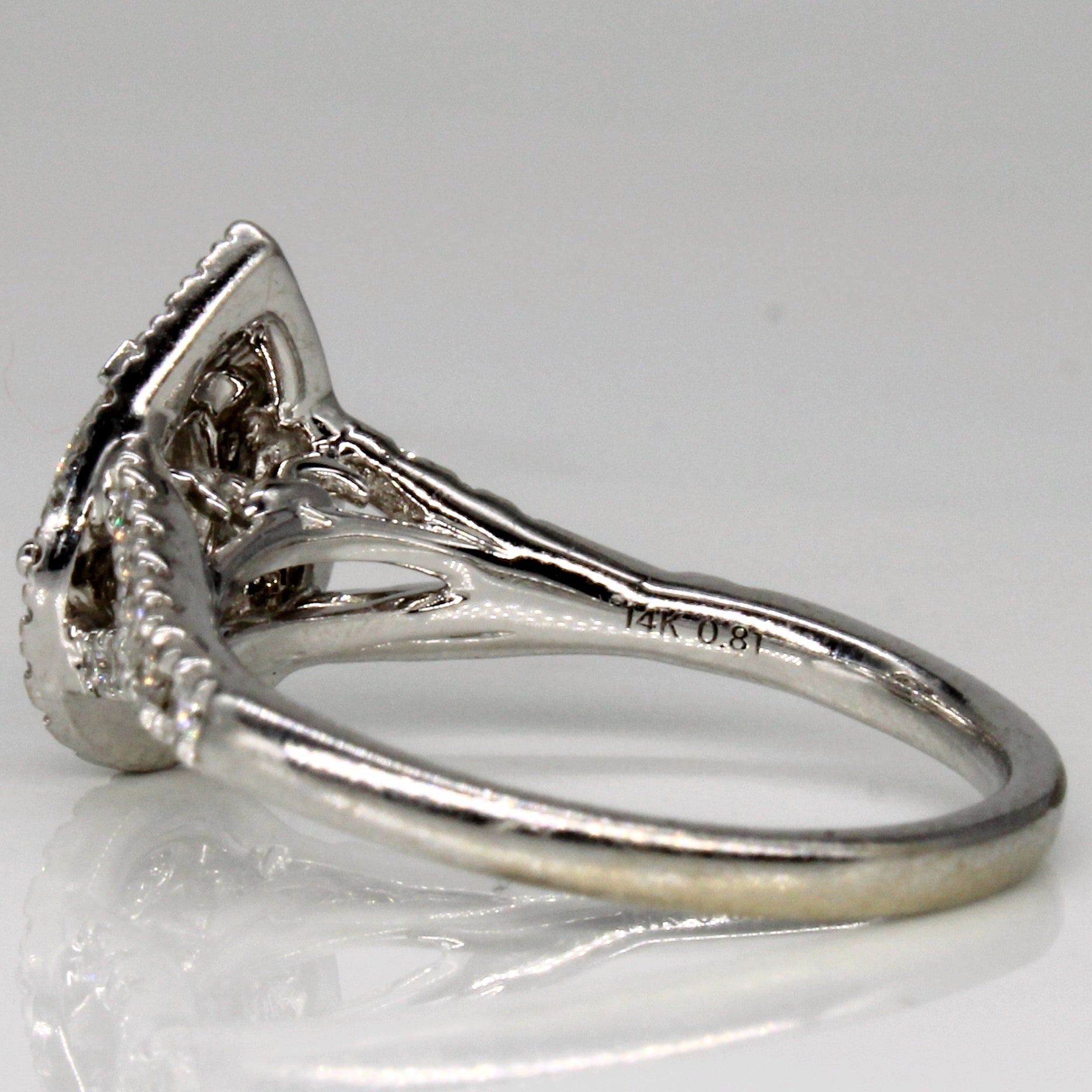 Double Halo Pear Cut Diamond Engagement Ring | 0.81ctw | SZ 7.5 |
