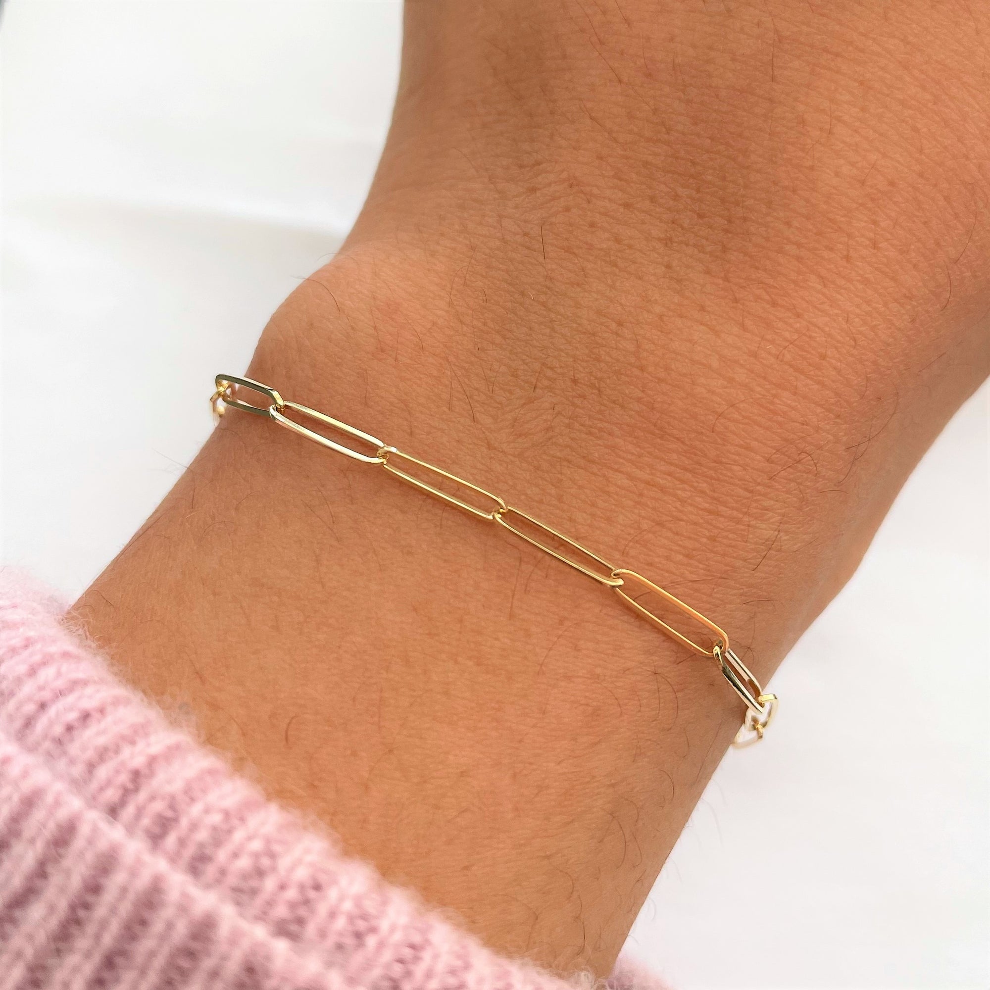 'Bespoke' Yellow Gold Elongated Oval Link Bracelet | 7