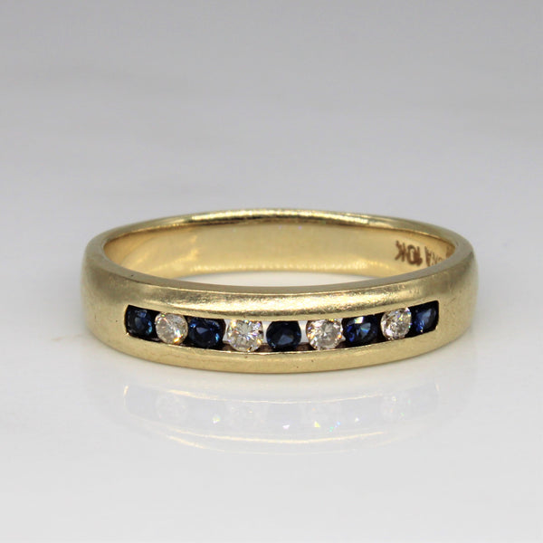 Channel Set Sapphire & Diamond Band | 0.10ctw, 0.08ctw | SZ 8.5 |