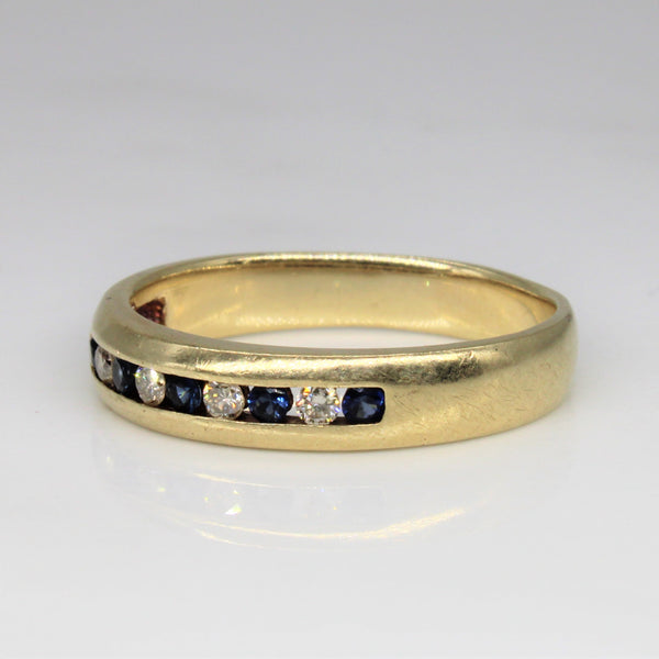 Channel Set Sapphire & Diamond Band | 0.10ctw, 0.08ctw | SZ 8.5 |