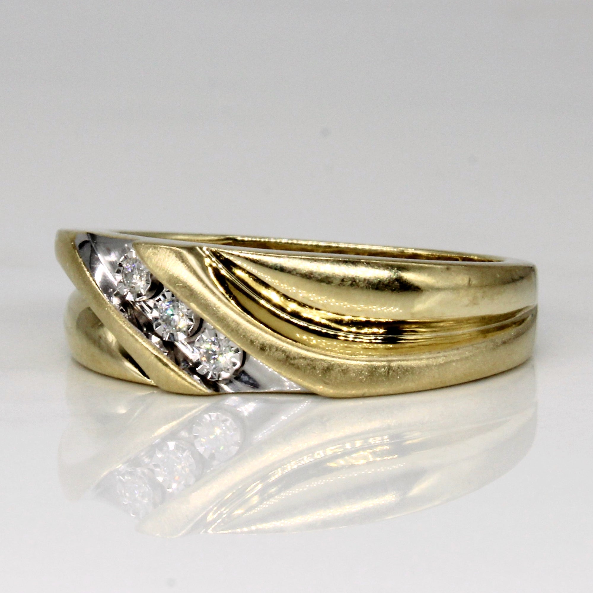 Three Stone Diamond Bypass Band | 0.05ctw | SZ 10 |