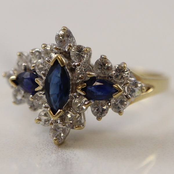 Marquise Sapphire Three Stone Engagement Ring | 1.20ctw | SZ 7.5 |