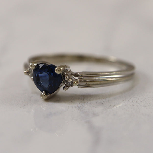 Heart Cut Sapphire & Diamond Ring | 0.02ctw, 0.50ct | SZ 6 |