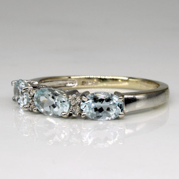 Alternating Aquamarine & Diamond Ring | 1.20ctw, 0.02ctw | SZ 8 |