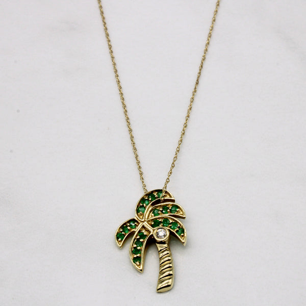 Emerald Palm Tree Necklace | 0.27ctw, 0.03ct | 18