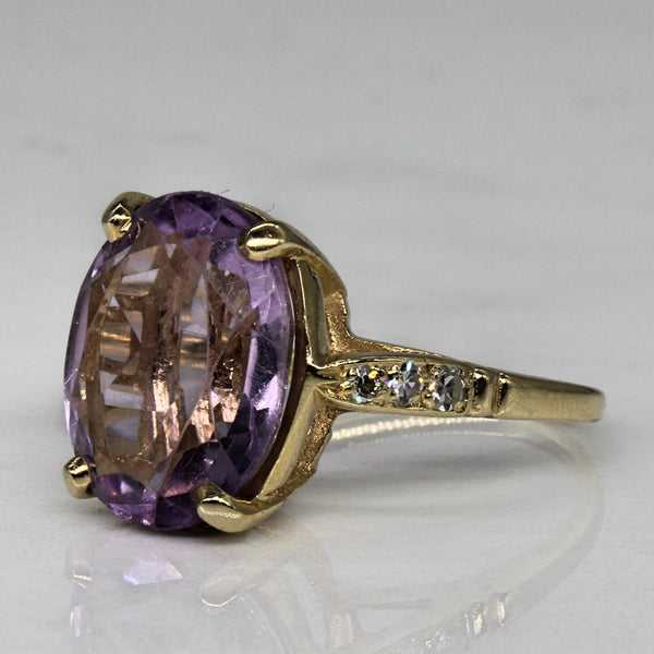 Amethyst & Diamond Cocktail Ring | 5.75ct, 0.16ctw | SZ 6.5 |