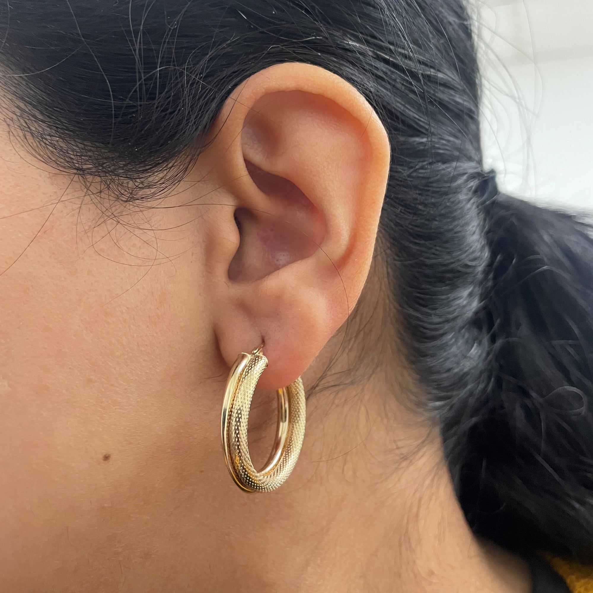 Dual Textured Hoop Earrings |