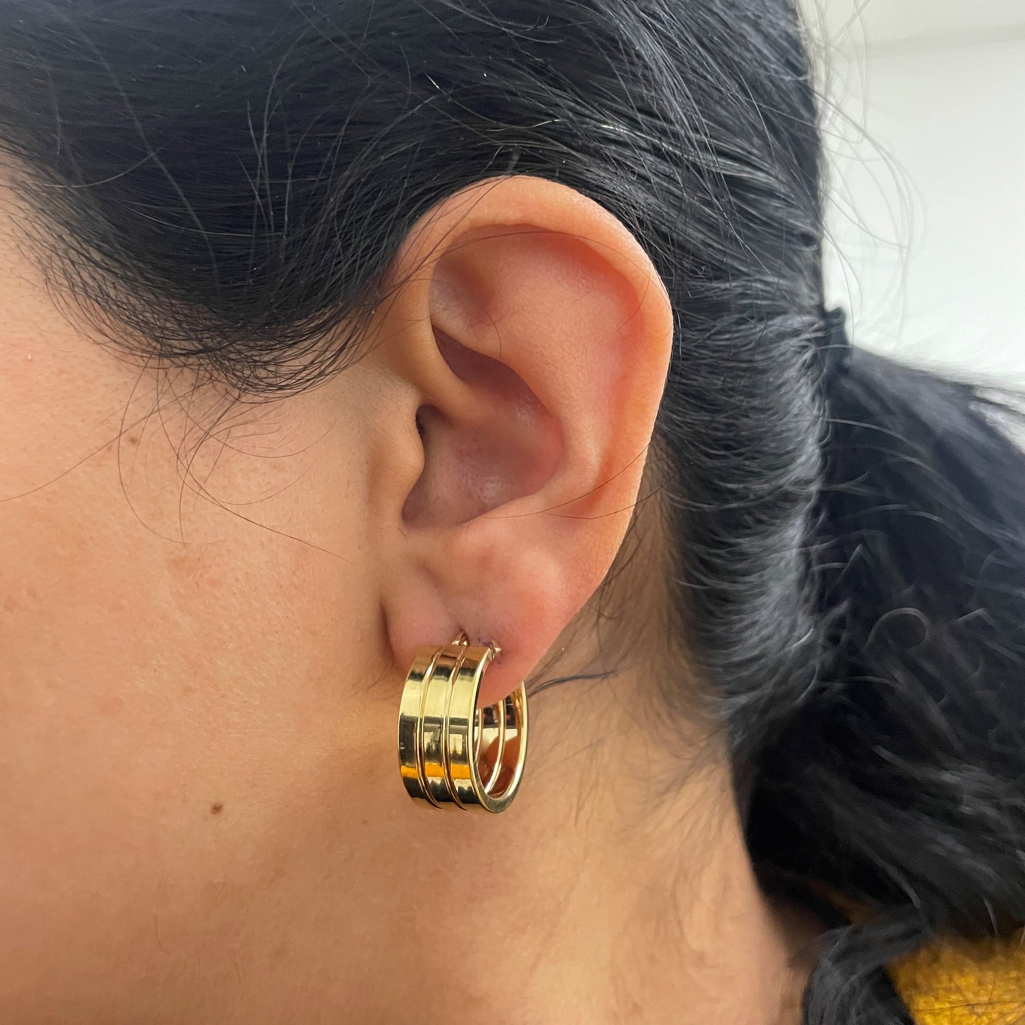 Wide Yellow Gold Hoop Earrings |