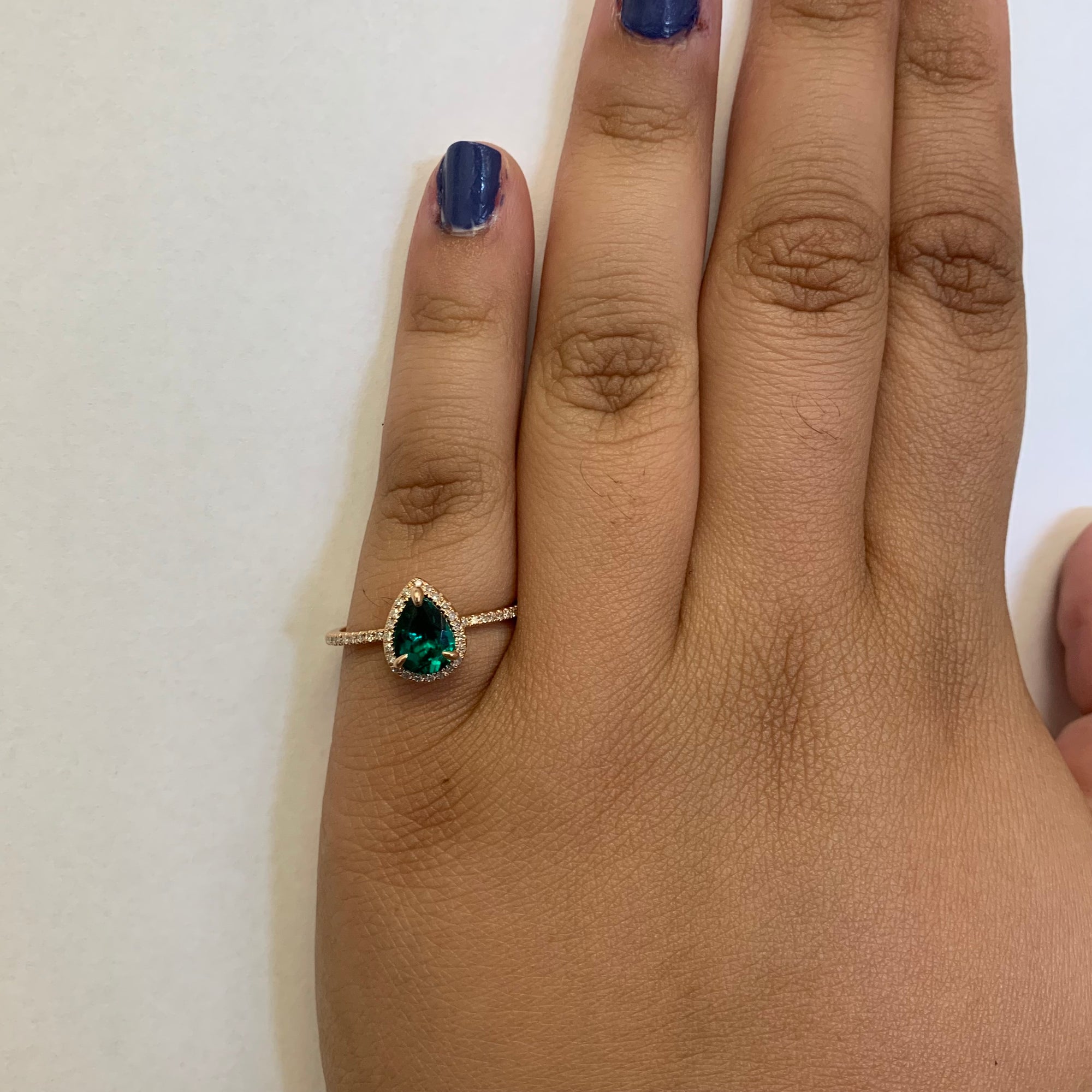 Synthetic Emerald & Diamond Ring | 0.90ct, 0.15ctw | SZ 6.75 |