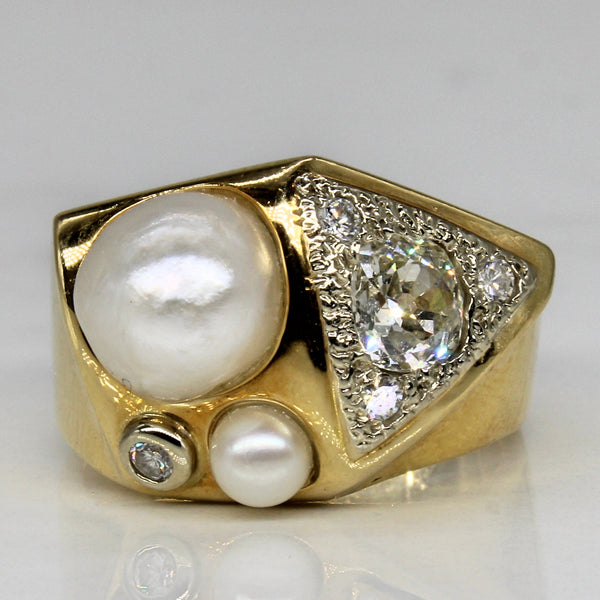 Diamond & Pearl Abstract Ring | 0.57ctw | SZ 7 |