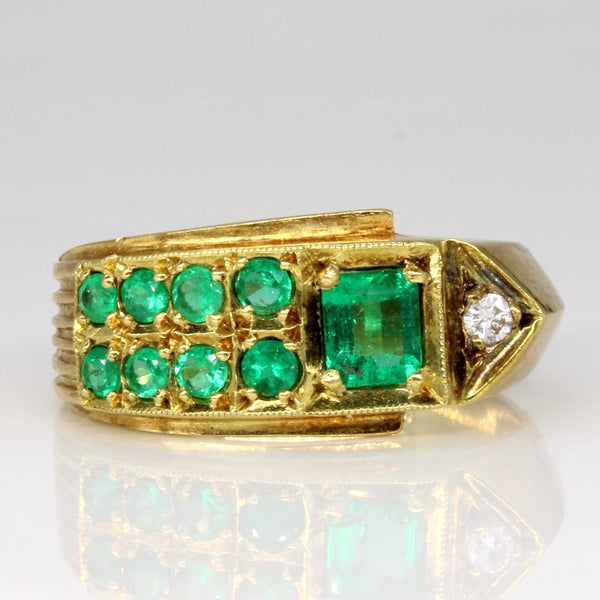 Emerald & Diamond Bypass Band | 0.85ctw, 0.04ct | SZ 10.25 |