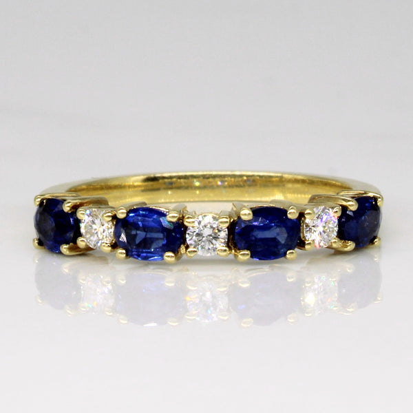 Oval Cut Sapphire & Diamond Band | 0.80ctw, 0.15ctw | SZ 7 |