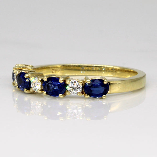 Oval Cut Sapphire & Diamond Band | 0.80ctw, 0.15ctw | SZ 7 |