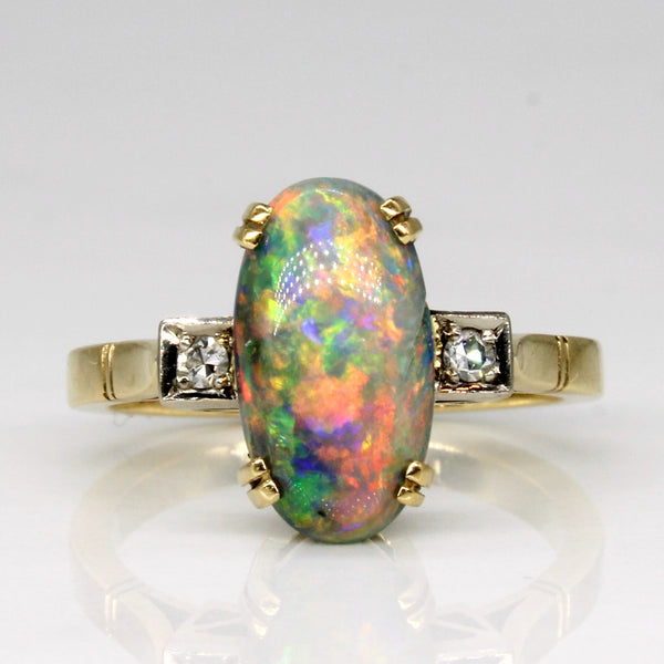 Black Opal & Diamond Cocktail Ring | 1.20ct, 0.04ctw | SZ 5 |