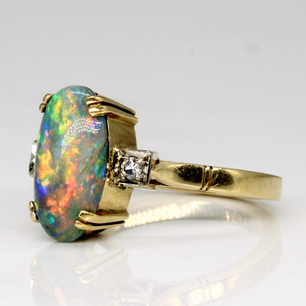 Black Opal & Diamond Cocktail Ring | 1.20ct, 0.04ctw | SZ 5 |