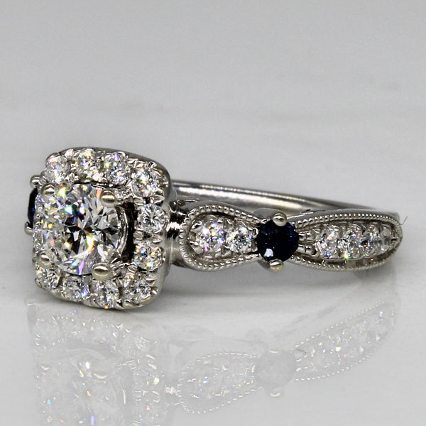 'Vera Wang' Diamond & Sapphire Love Collection Engagement Ring | 0.74ctw, 0.15ctw | SZ 4.75 |