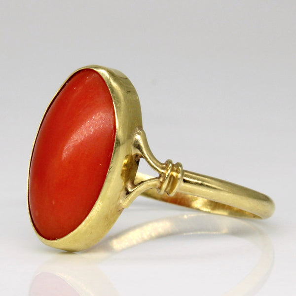 Coral Cabochon Ring | 2.30ct | SZ 7.25 |