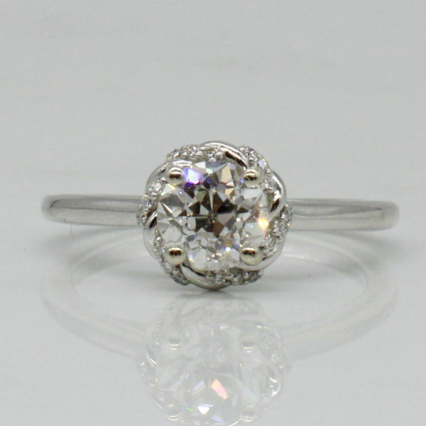 'Bespoke' Old European Twisted Halo Engagement Ring | 0.99ctw | SZ 7 |