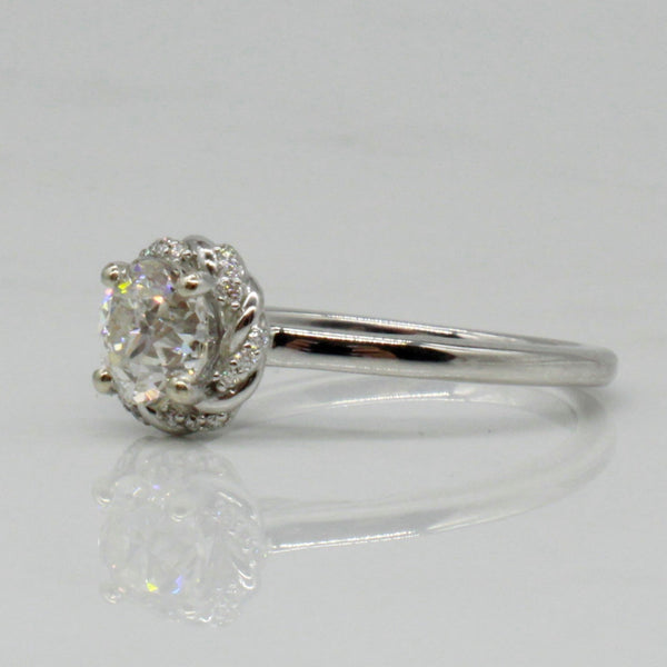 'Bespoke' Old European Twisted Halo Engagement Ring | 0.99ctw | SZ 7 |